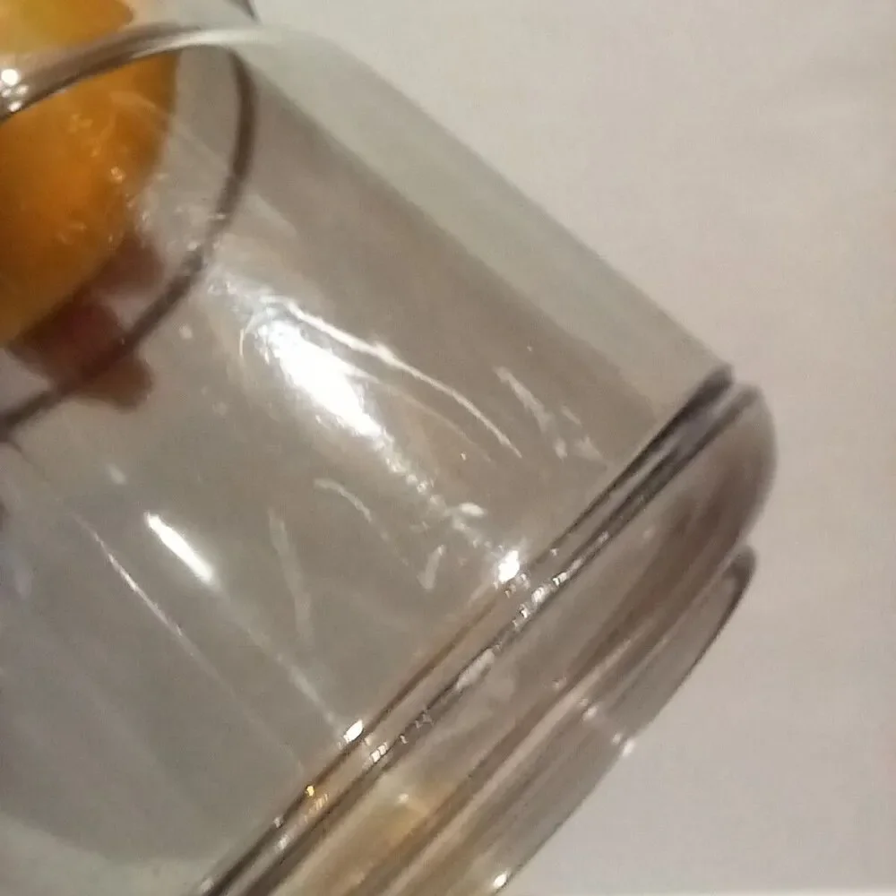 Vtg Smokey Acrylic Storage Jars-Set Of 4-Yellow Bubble Lids-Kitchen-Office-Craft